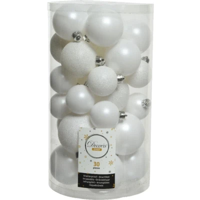 Afbeelding van Kerstbal plastic glans mat glitter assorted winterwit KSD