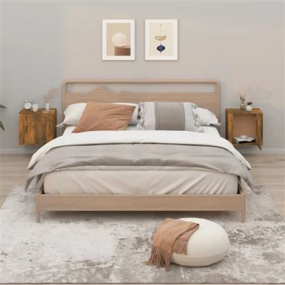 Afbeelding van Nachtkastjes 2 st wandgemonteerd 50x30x47 cm gerookt eikenkleur