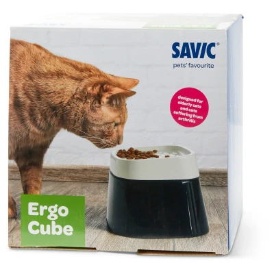 Afbeelding van Savic Ergo Cube Voerbak Creme / Zwart 22X22X16 CM