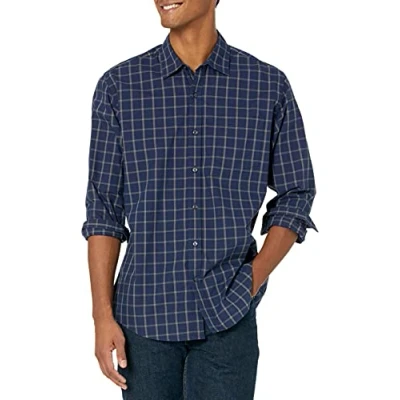 Image de Amazon Essentials Chemise en Popeline à Manches Longues, Style Décontracté, Coupe Standard Men&#039;s, Bleu Marine Vitre, S