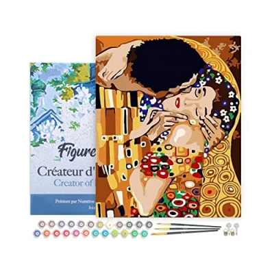 Afbeelding van Figured&#039;Art Schilderen op Nummer Volwassenen met lijst Mooie kus Handwerk acrylverf Kit DIY Compleet 40x50cm Canvas al ingelijst