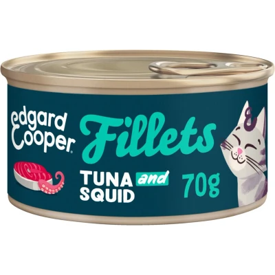 Afbeelding van 24x Edgard &amp; Cooper Kattenvoer Fillets Tonijn Inktvis 70 gr