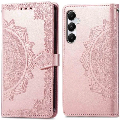 Afbeelding van iMoshion Hoesje Geschikt voor Samsung Galaxy A35 Met Pasjeshouder Mandala Bookcase Rosé Goud