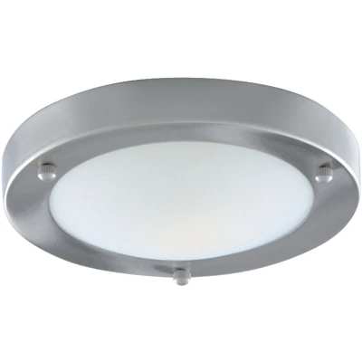 Afbeelding van Searchlight Bathroom Flush Plafondlamp Badkamer Ø 31 X 9 Cm IP44 Satijn Zilver