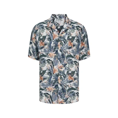 Afbeelding van Jack &amp; Jones Jjejeff Tropical Resort Shirt Overhemd, Heren, Maat: XS, Cloud dancer