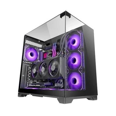 Afbeelding van Mars gaming MC Vision, ATX behuizing, drievoudig continu gehard glas, frameloze structuur, dubbele kamerstructuur, compatibel met moederborden omgekeerde connector, houder voor