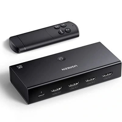 Afbeelding van UGREEN HDMI Switch 4K 60Hz 3 ingangen naar 1 uitgang schakelaar 1080P 3D HDR10 Dolby Atmos met IR afstandsbediening, compatibel PS5 PS4 Xbox TV Stick Box Chromecast speler Blu Ray
