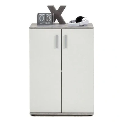 Image de FMD Armoire avec 2 portes Blanc et gris