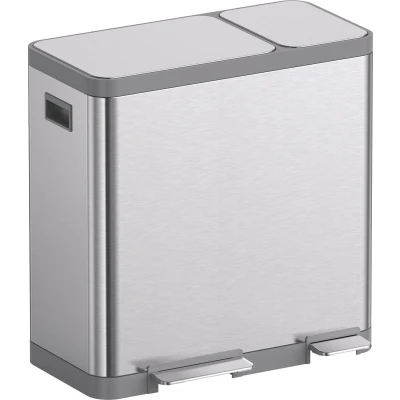 Afbeelding van Luzzo® Vermont Afvalscheidingsprullenbak Pedaalemmer 54 Ltr RVS
