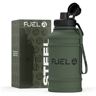 Afbeelding van Fuel24 Extra sterke metalen drinkfles 1,3 l en 2,2 liter, lekvrij, BPA vrij, robuuste voor sportschool, sport volwassenen