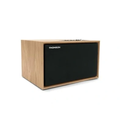 Afbeelding van THOMSON WS302 Bluetooth 5.3 luidspreker, 50 W, totaal muzikaal vermogen, 3,5 mm AUX IN ingang, aparte hoge en lage regeling, afneembare voorkant, hout, bruin, 230 V voeding