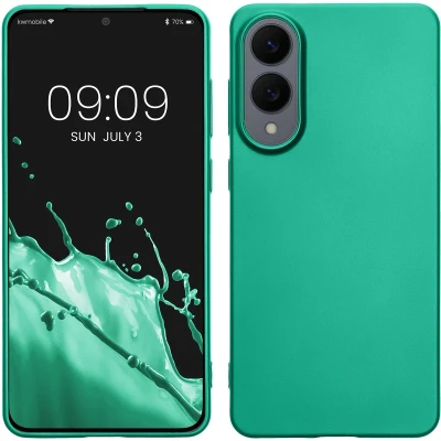 Afbeelding van kwmobile telefoonhoesje geschikt voor Samsung Galaxy S25 Edge Hoesje smartphone Back cover in metallic donkergroen
