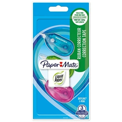 Image de Paper Mate DryLine i Mini ruban correcteur, Assortiment de couleurs, Lot 3
