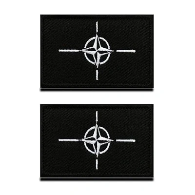 Afbeelding van 2 Stuks Zwarte NAVO Vlag Tactische Patch Militaire Nationale Embleem Applique Haak en Gesp Borduurwerk