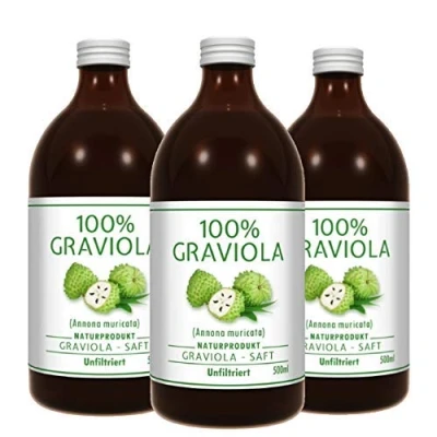 Image de 3 x 100% JUS de FRUIT COROSSOL 500ml non filtré et végétalien à base purée corossol. Guanabana. Soursop. Graviola. Stachelannone