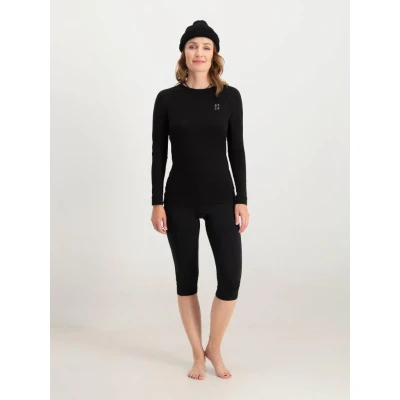 Afbeelding van Poederbaas Thermoset Lightweight Dames Thermokleding Thermoshirt + Thermolegging 3/4 lengte Zwart Maat S