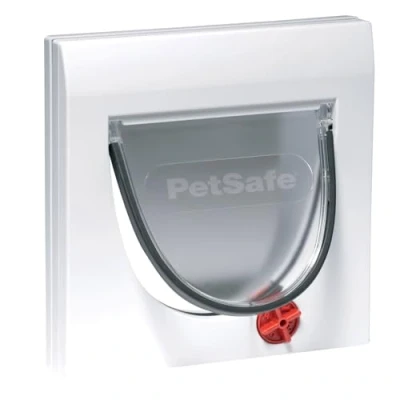 Afbeelding van PeSafe Staywell kattenluik met 4 handmatige sluitmogelijkheden, magneetsluiting voor hout, glas, pvc, baksteenwanden, eenvoudige montage, weerbestendig, tunnel, wit