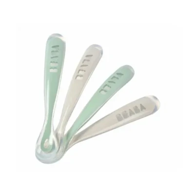 Afbeelding van Béaba Lepel Set Siliconen Velvet Grey/Sage Green 4+ Maanden (4 Stuks)