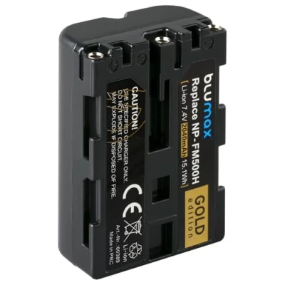 Afbeelding van Blumax Gold Edition NP FM500H batterij compatibel met Sony Alpha 68 58 99II 2040 mAh 7,4 V 15,1 Wh meer vermogen dan de originele