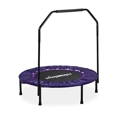 Afbeelding van fitness trampoline opvouwbaar indoor 113 x 102 cm tot 120 kg met stang