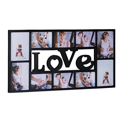 Afbeelding van Relaxdays fotolijst LOVE 10 foto‘s collagelijst wandmontage galerijlijst collage zwart