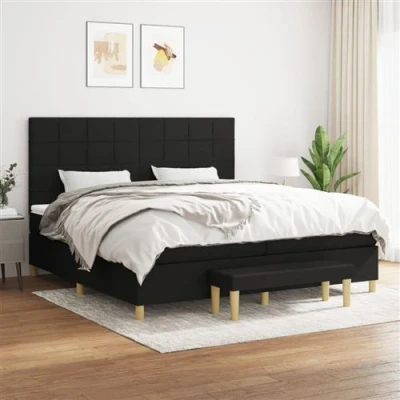 Afbeelding van vidaXL Boxspring met matras stof zwart 200x200 cm