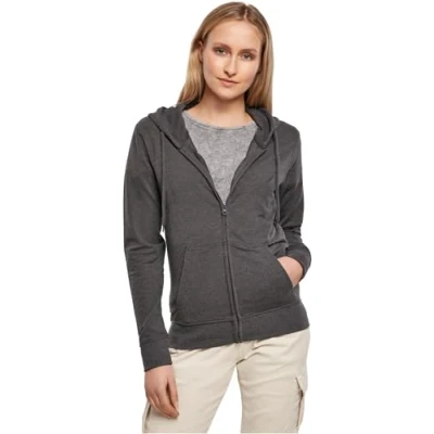 Afbeelding van Build your Brand Ladies ́ Terry Zip Hoody BY069 Charcoal (Heather)