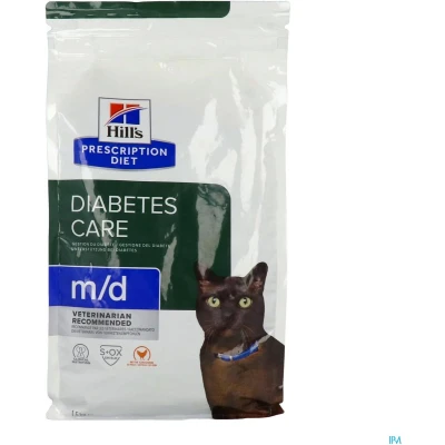Afbeelding van Hill&#039;s Prescription Diet M/D Diabetes/Weight Management Zak Kip Kattenvoer 1.5 kg