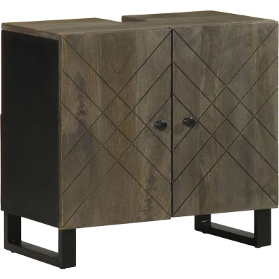 Afbeelding van Wastafelkast 62x33x58 cm massief mangohout zwart