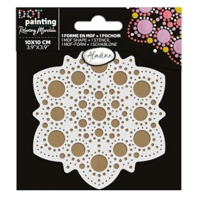 Afbeelding van Aladine Dot Painting MDF Board &amp; Stencil 10cm Anemone (85499)