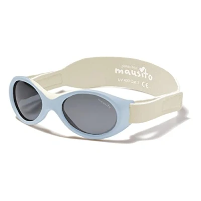 Afbeelding van Mausito babyzonnebril 0 18 maanden, gepolariseerd en bioplastic, BPA vrij, flexibele met hoofdband, 100% uv bescherming, zonnebril voor baby&#039;s, jongens meisjes, Europees design, Blauw