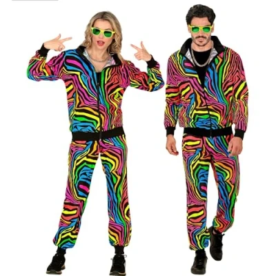 Afbeelding van Widmann Grappig &amp; Fout Kostuum Rudy Regenboog Retro Trainingspak Multicolor Large Carnavalskleding Verkleedkleding