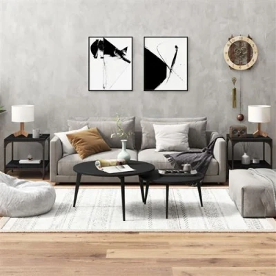 Afbeelding van Bijzettafels 2 st 40x40x40 cm bewerkt hout zwart