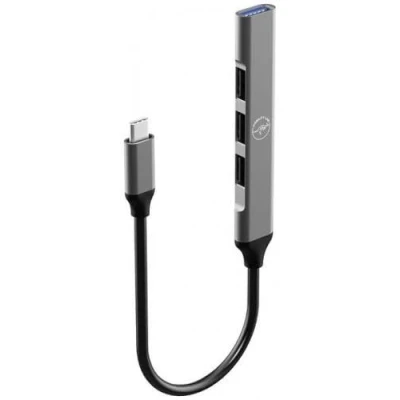 Afbeelding van Mobility Lab USB C Ultra Slim Hub 4 poorten 3 A 2.0 en 1 3.0 Grijs Zwart