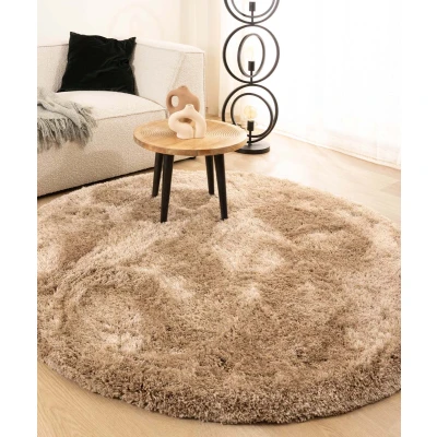 Afbeelding van Rond Shaggy Tapijt/Vloerkleed Meadow Beige 150 Cm