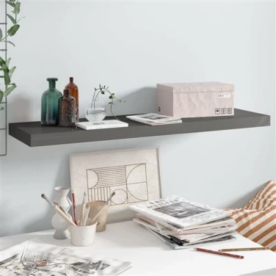 Afbeelding van Wandschap zwevend 90x23,5x3,8 cm MDF hoogglans grijs