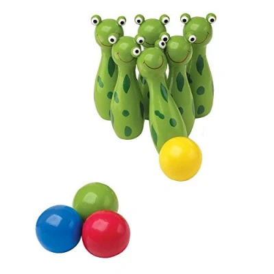 Afbeelding van Small Foot Houten Kikker Kegelen Werpspel, 10dlg.