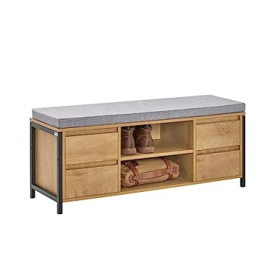 Afbeelding van SoBuy FSR149 N Schoenenbank met smalle zitting, natuurlijk zwart, ca. 110 x 45 35 cm