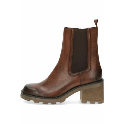 Afbeelding van Caprice Enkellaarsjes met plateauzool Cognac nappa, Dames, Maat: 39, nappa Leer