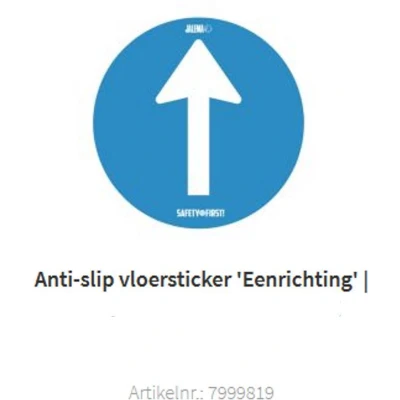 Afbeelding van VLOERSTICKER &quot;EEN RICHTING&quot; (ruwe vloer) Ø35cm: BLAUW 2 stuks
