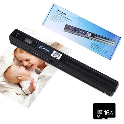 Afbeelding van Youool Draagbare Mini Scanner A4, Hand Picture USB 900 dpi Kleur A4 Document in JPG/PDF formaat (Scanner + Kaart 16GTF)