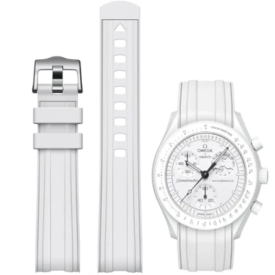 Afbeelding van REBANDACE Vervangende horlogeband van zacht rubber voor Omega X Swatch MoonSwatch Speedmaster Horloge 20 mm, Siliconen, Geen edelsteen