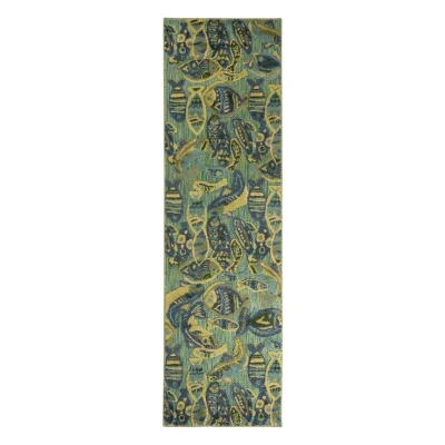Afbeelding van Balkonkleed Visjes Verano Blauw/groen 66x230 Cm