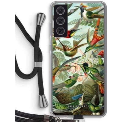 Afbeelding van Case Company® hoesje met Koord geschikt voor Samsung Galaxy S21 FE Haeckel Trochilidae Telefoonhoesje Zwart Bescherming aan alle Kanten en Over de Schermrand