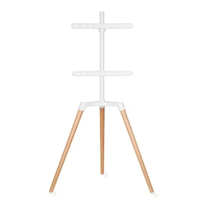 Afbeelding van Nedis TV Vloerstandaard 50 65 &quot; Maximaal schermgewicht: 35 kg Scandinavian Design Draaibaar Anti omval riem Snap lock Aluminium / Staal Wit