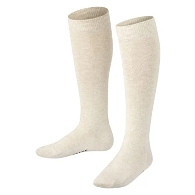 Afbeelding van FALKE Familie uniseks lange sokken voor kinderen, ademend, duurzaam, katoen, versterkt, effen, klassiek, platte teennaad dagelijks gebruik en school, 1 paar, Beige (Sand Melange 4650) nieuw