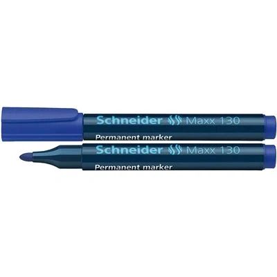 Image de Schneider Maxx 130 Lot de 10 Marqueurs permanents rechargeables pour carton/papier/plastique/verre/métal Encre bleu