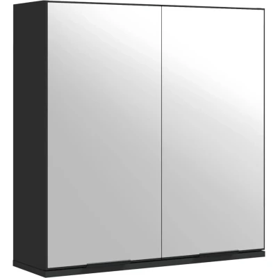 Afbeelding van vidaXL Badkamerkast met spiegel 64x20x67 cm bewerkt hout zwart