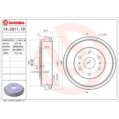 Afbeelding van Brembo Remtrommel 14.C011.10