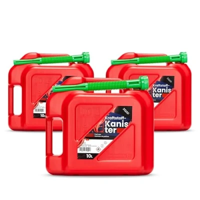 Afbeelding van DQ PP Brandstofjerrycan met schenktuit, 10 liter, rood, jerrycan op benzine van polyethyleen